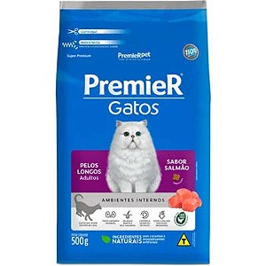 Ração Seca Premier Gatos Ambientes Internos Sabor Salmão 500g