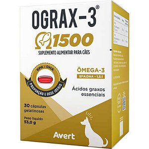 Suplemento Ograx3 Avert para Saúde Geral de Cães e Gatos 1500