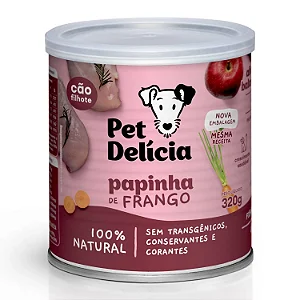 Ração Úmida Pet Delícia Cães Filhotes Papinha de Frango 320g