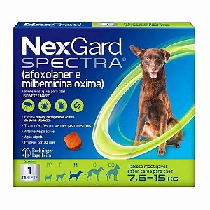 Antipulgas Carrapatos e Vermífugo NexGard Spectra Boehringer para Cães de 7,6 a 15kg 2mg