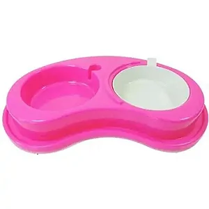 Comedouro De Plástico Anti-formiga Luxo Duplo Rosa 1000ml