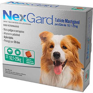 Antipulgas E Carrapatos Nexgard 68 Mg Para Cães De 10,1 A 25 Kg - 3 Tabletes