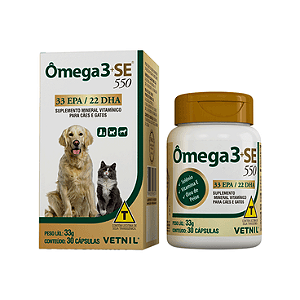 Suplemento Vitamínico Vetnil Omega 3+SE 550 Para Cães E Gatos Com 30 Cápsulas - Vetnil
