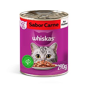 Ração Úmida Whiskas Lata para Gatos Adultos Sabor Carne ao Molho - 290g