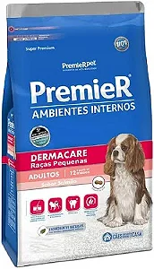 Ração Premier Ambientes Internos Dermacare Cães Adultos Raças Pequenas Salmão 12kg