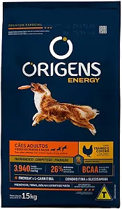 Ração Seca Origens Energy Frango E Cereais Para Cães Adultos 15kg