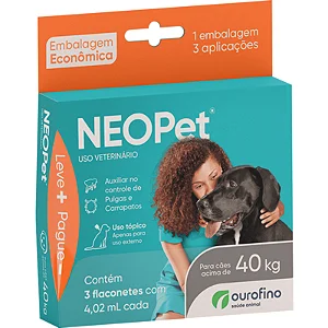 Antipulgas e Carrapatos Neopet Cães acima de 40Kg 4,02 ml - 3 Pipetas - Ourofino