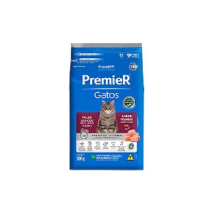 Ração Premier Ambientes Internos Gatos Adultos Pelos Longos Frango 500g