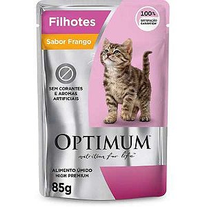 Ração Úmida Optimum Sachê Para Gatos Filhotes Frango 85g