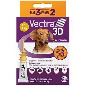 Antipulgas e Carrapatos Ceva Vectra 3D 0,8 mL para Cães de 1,5 a 4 Kg Leve 3 Pague 2 - Ceva
