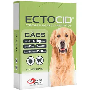 Antipulgas Agener Ectocid Para Cães De 20 A 40 Kg 2,68ml