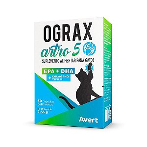 Suplemento Avert Ograx Artro 5 para Saúde Articular de Gatos com 30 Cápsulas