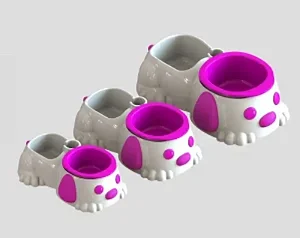 Comedouro Duplo Pata Forte N° 3 Rosa