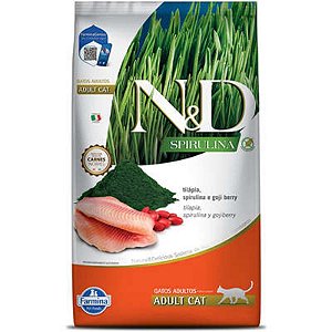 Ração Seca N&D Spirulina Tilápia e Goji Berry Para Gatos Adultos 1,5kg - Farmina