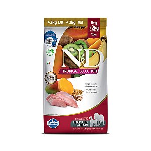 Ração Farmina N&D Trop Select para Cães Adultos de Porte Médio e Grande Sabor Frango, Cereais e Frutas Tropicais 2,5Kg