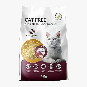 Areia Cat Free 100% Biodegradável Grão Médio Sanithy Prime 4kg