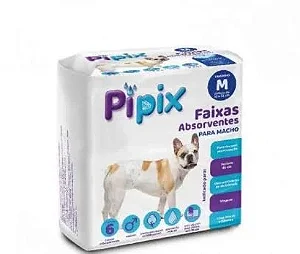 Fralda Higiênica Descartável para Cães Machos Pipix Tam.M - 06 Unidades