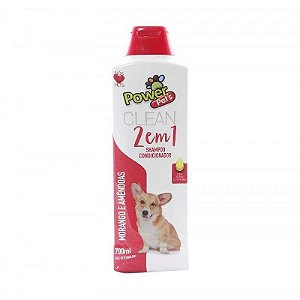 Shampoo e Condicionador 2 Em 1 Power Pets Morango e Amêndoas 700 ml