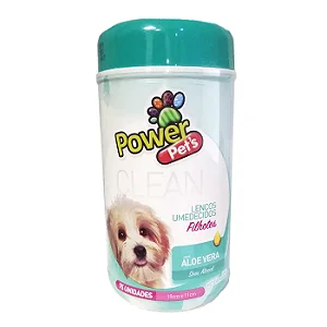 Lenço Umedecido Aloe Vera Power Pets Para Cães Filhotes