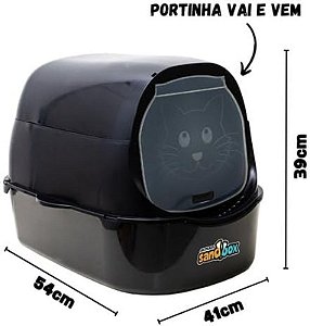 Caixa de Areia Banheiro Fechada PowerPets Grande Black