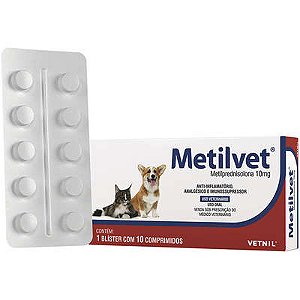 Anti-inflamatório Vetnil Metilvet 10 Mg Para Cães E Gatos C/10 Comprimidos