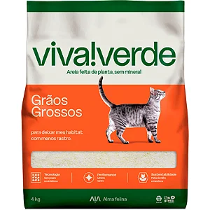 Areia Higiênica Viva Verde Grãos Grossos Para Gatos 10kg