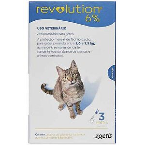 Antipulgas E Carrapatos Revolution 6% Para Gatos De 2,5 A 7,5 Kg C/03 Ampolas 0,75ml