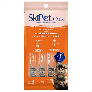 Petisco Úmido Skipets Cats Frango Com Leite De Cabra C/ 4 Unidades