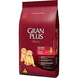Ração GranPlus Menu para Cães Filhotes de Médio e Grande Porte Sabor Carne e Arroz 15Kg