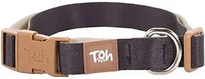 Conjunto Coleira e Guia Basic Preto e Caqui Toh G