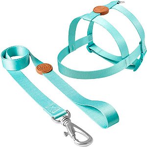 Conjunto Peitoral Tradicional e Guia Maresia Tamanho Médio para Cães