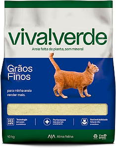Areia Higiênica Viva Verde Grãos Finos Para Gatos 10kg