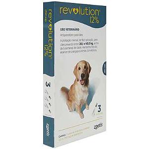 Antipulgas E Carrapatos Revolution 12% Para Cães De 20 A 40 Kg C/03 Ampolas 2ml