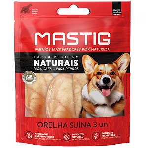 Mastig Orelha Bovina Natural para Cães 3 Unidades