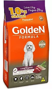 Ração Seca Premier Pet Golden Formula Carne E Arroz Para Cães Adultos De Raças Pequenas - Pague 14kg, Leve 15kg