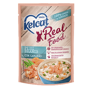 Kelcat Alimento Úmido Real Food Peixe Branco Com Camarão 85g