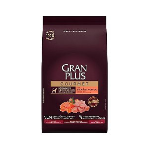 Ração GranPlus Gourmet Para Cães Adultos Raças Médias Sabor Salmão e Frango 10,1Kg