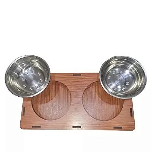 Comedouro Mdf Com Tigela Inox P Para Cães