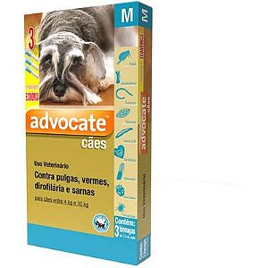Antipulgas E Vermicida Combo Advocate Para Cães De 4 Kg Até 10 Kg (1ml)