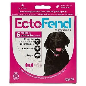 Coleira Antiparasitária EctoFend 65cm para Cães de Raça Médias e Grande Rosa