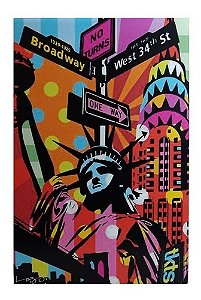 Placa Cidade Nova York Pop Art Decora Casa Home Office Mdf