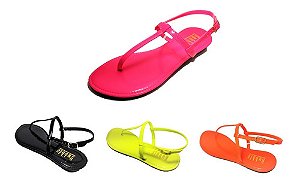 Sandália Rasteira Salto Baixo Leve Rasteirinha Neon Cores