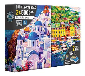 Box Com 2 Quebra-cabeça Grécia E Itália 500 Peças Toyster