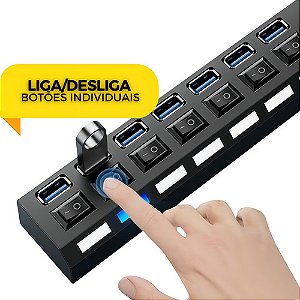 Hub Usb Cabo Extensor Régua Usb 2.0 7 Portas High Speed Hd Pen Drive Pc