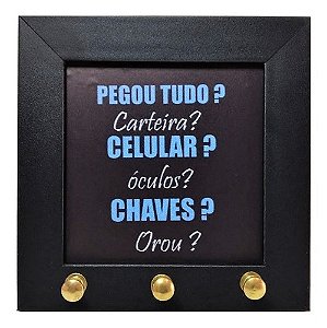 Porta Chaves Frases Recado 3 Ganchos Mini Placa Decoração