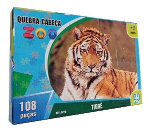 Quebra Cabeça Animais Tigre Zoo Presente Decoração 108 Pçs
