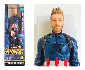 Boneco Capitão América Avengers Titan Hero Infinity War 30cm