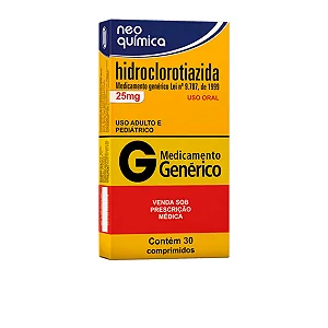 Hidroclorotiazida 25mg C/ 30 Comprimidos Neo Química