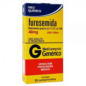 Furosemida 40mg - 20 Comprimidos - Neo Química - Genérico