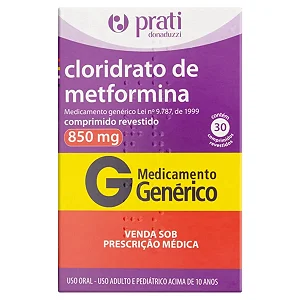 Cloridrato De Metformina 850mg C/30 Comprimidos Prati